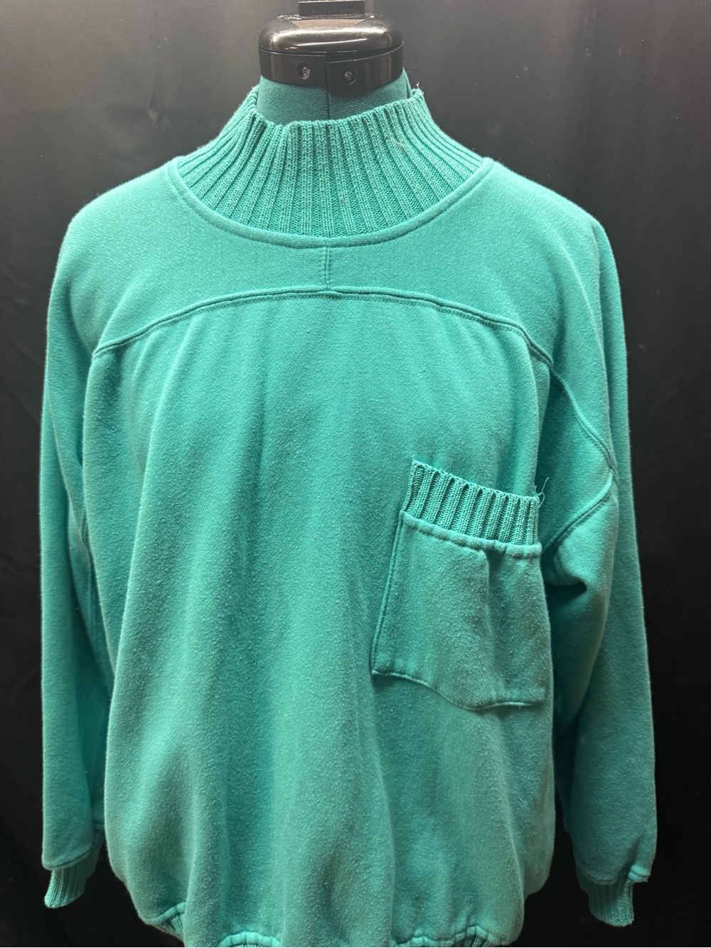 Women's Teal Mock-Neck Pullover Sweatshirt
